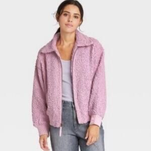 Universal Thread Mauve Purple Lilac Lavender Pastel Sherpa Bomber Jacket NWT 2X